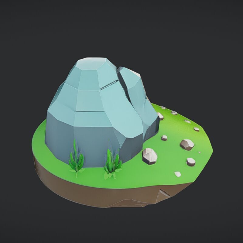 floating low-poly island 3D model_5