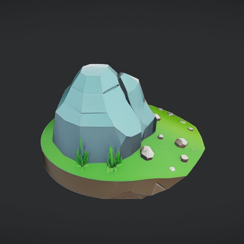 floating low-poly island 3D model_14