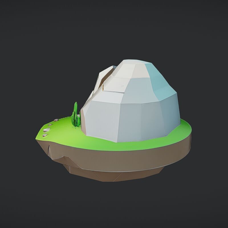 floating low-poly island 3D model_3