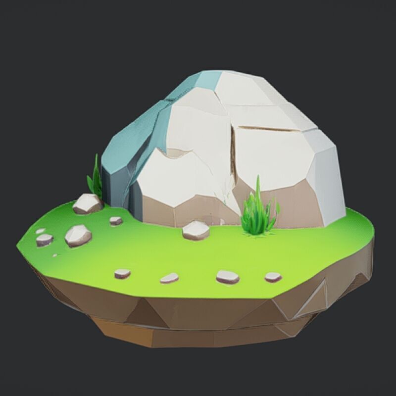 floating low-poly island 3D model_11