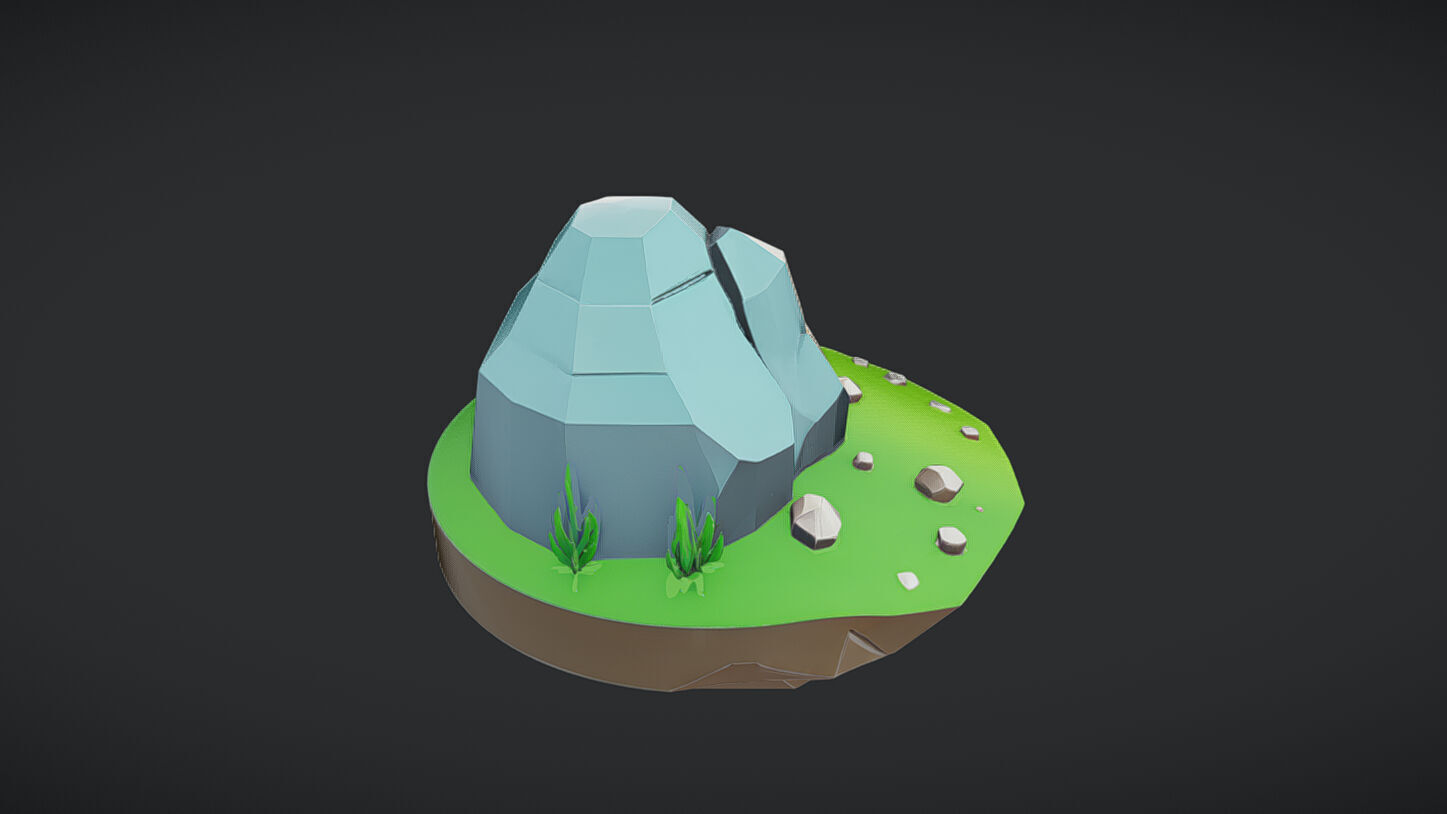 floating low-poly island 3D model_18