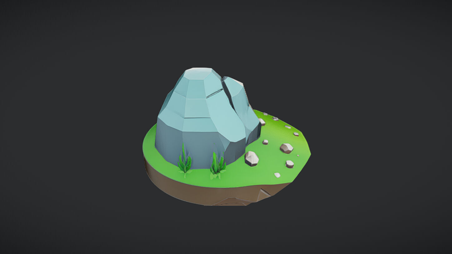 floating low-poly island 3D model_17