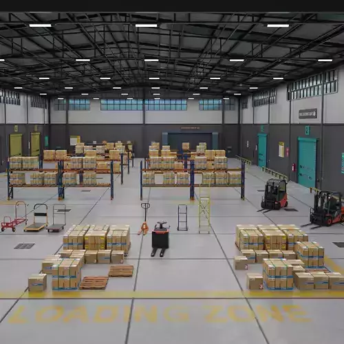 Logistic Cargo Warehouse Detailed Interior and Exterior All PBR  Low-poly 3D model