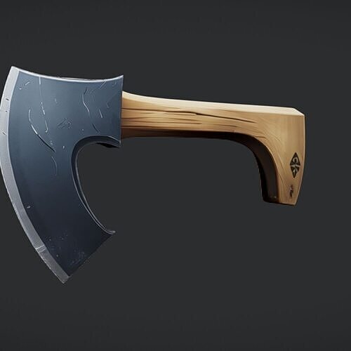 wooden-handled axe 3D model