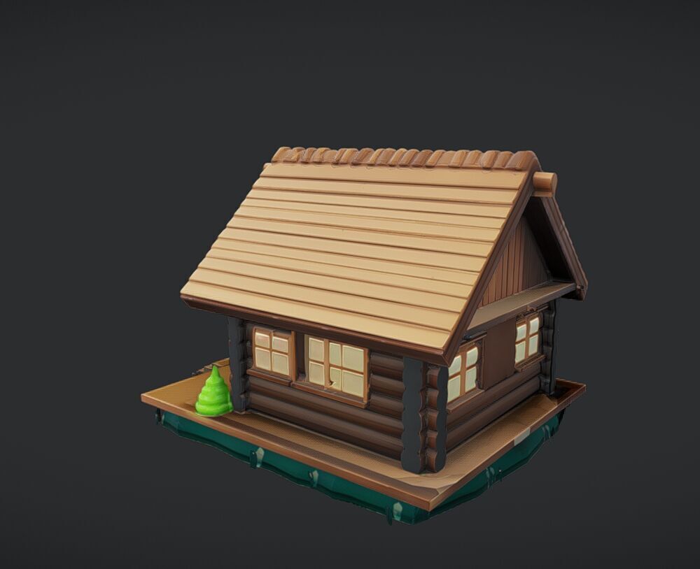 small wooden cabin 3D model_3
