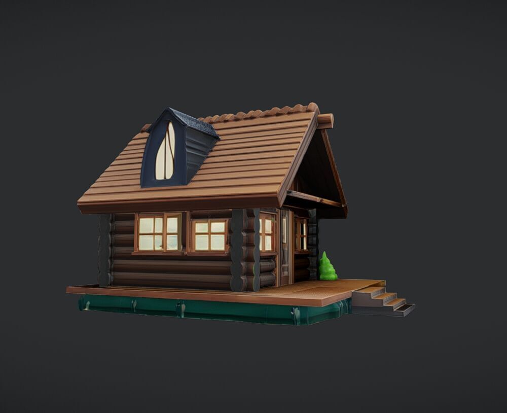 small wooden cabin 3D model_11