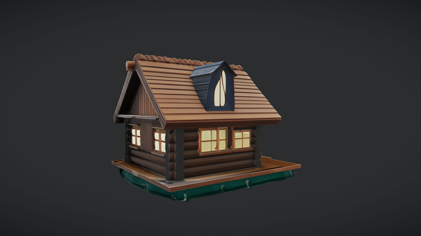 small wooden cabin 3D model_7