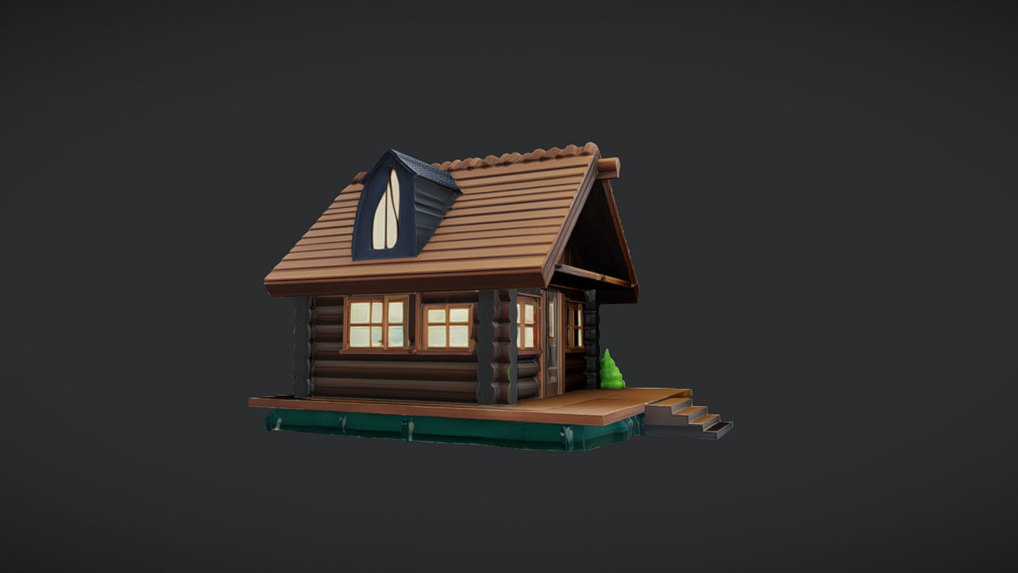 small wooden cabin 3D model_6