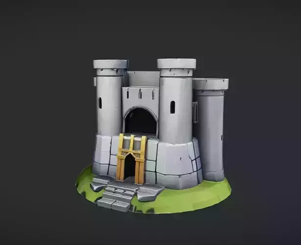 Medieval stone castle with towers