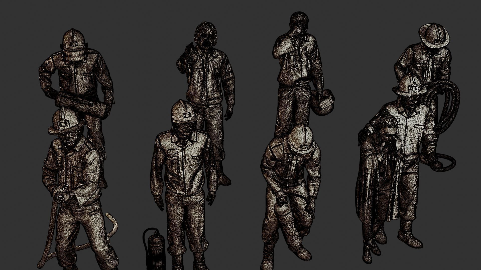 Czechoslovakian firefighter 90s Pack 2 3D Model Collection_13