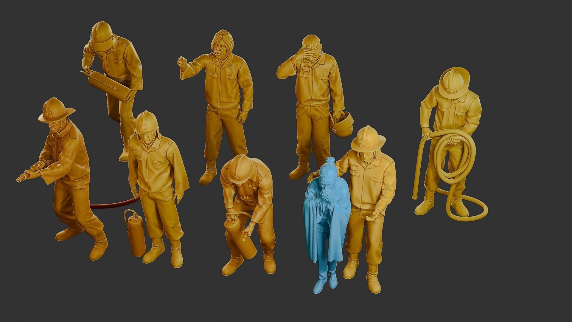 Czechoslovakian firefighter 90s Pack 2 3D Model Collection_12