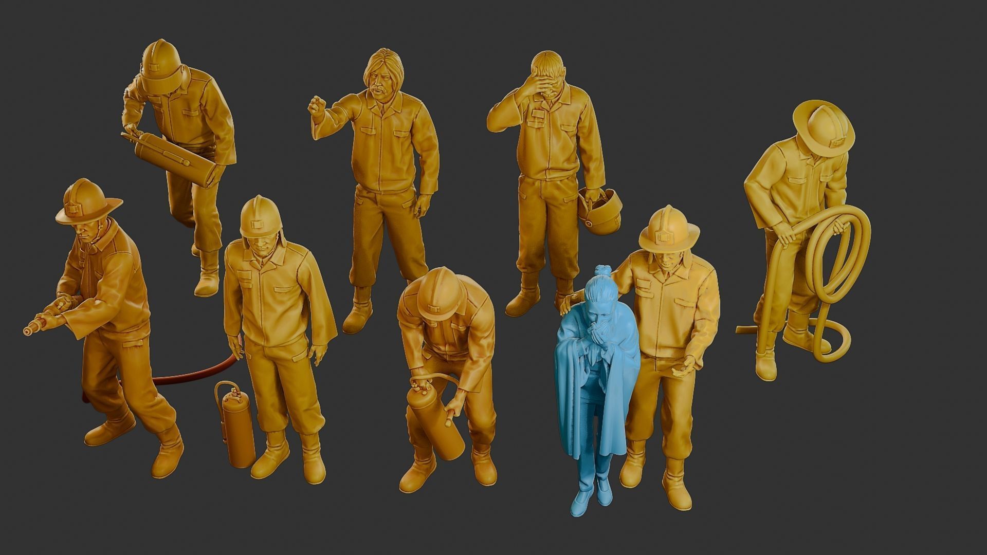 Czechoslovakian firefighter 90s Pack 2 3D Model Collection_11