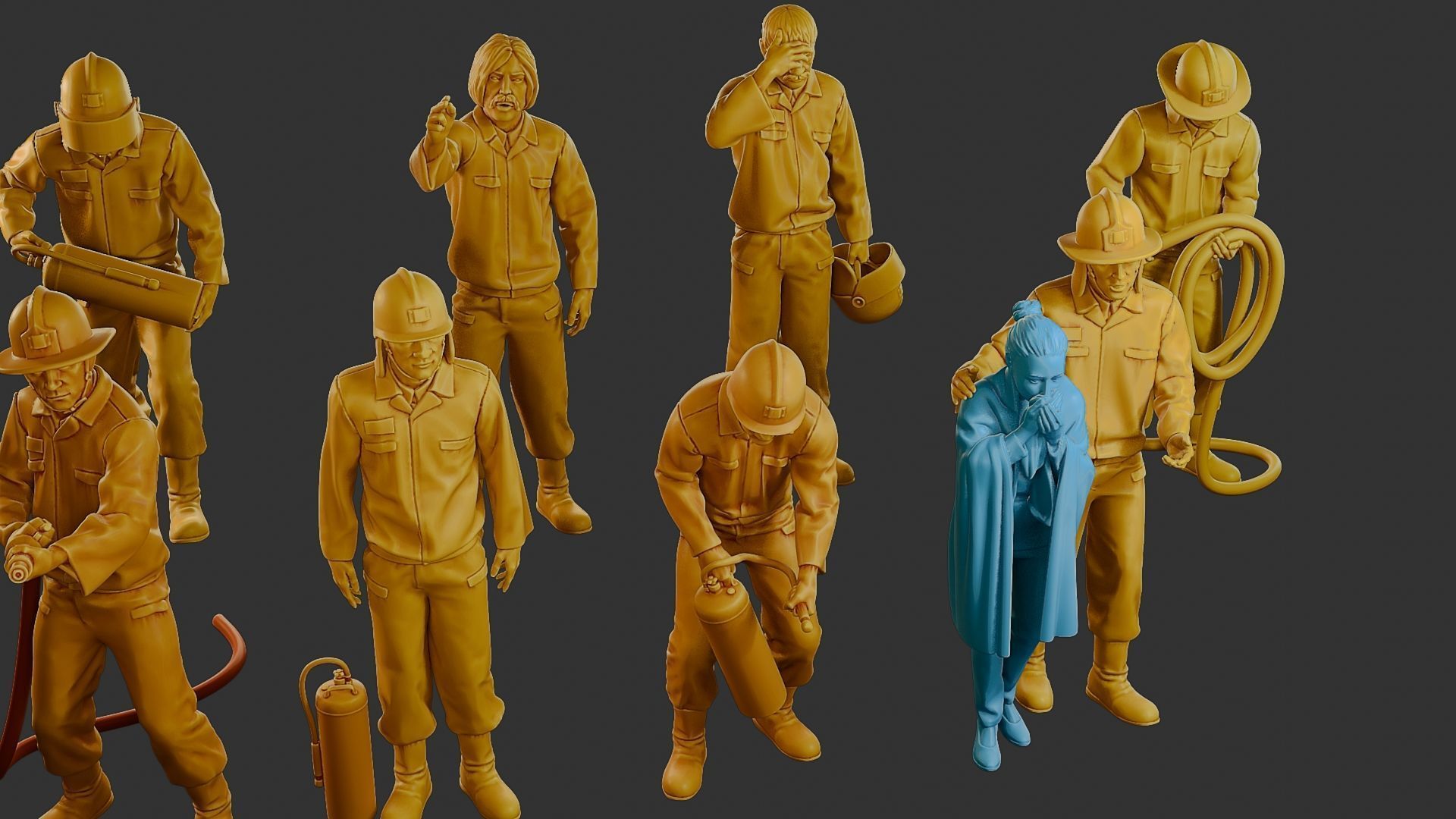 Czechoslovakian firefighter 90s Pack 2 3D Model Collection_14