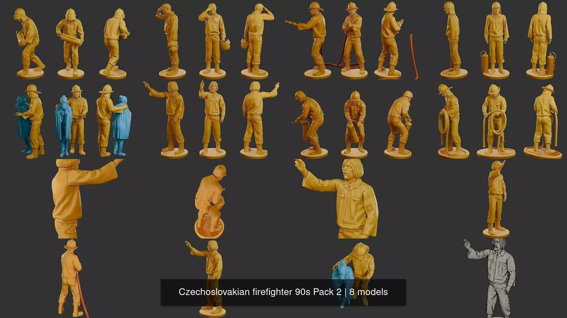 Czechoslovakian firefighter 90s Pack 2 3D Model Collection_1