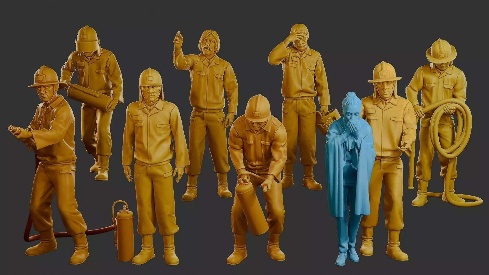 Czechoslovakian firefighter 90s Pack 2 3D Model Collection_0