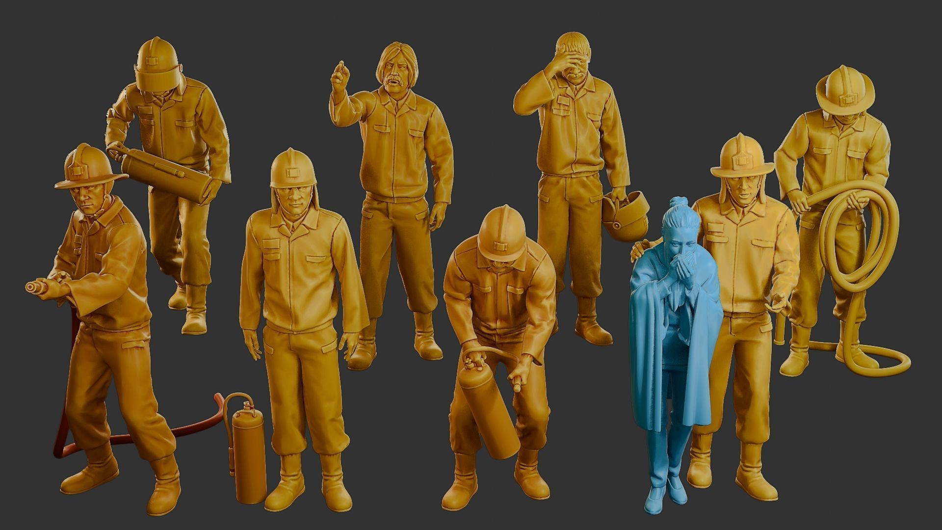 Czechoslovakian firefighter 90s Pack 2 3D Model Collection_2