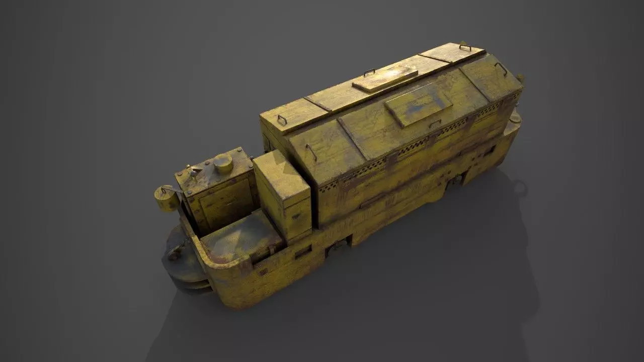 Heavy Duty Mine Rail Engine Low-poly 3D model