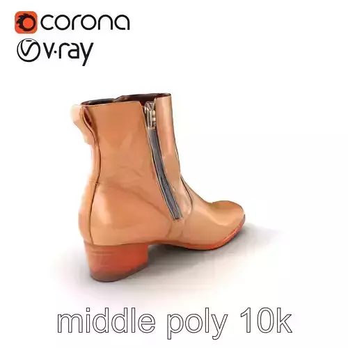 Stylish Beige Ankle Boot with Side Zippers model pack