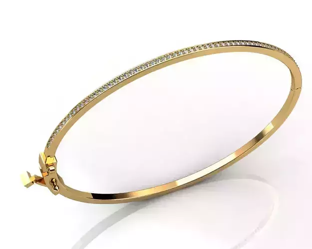 CLASSIC 18K YELLOW GOLD AND DIAMOND BANGLE BRACELET 3D print model