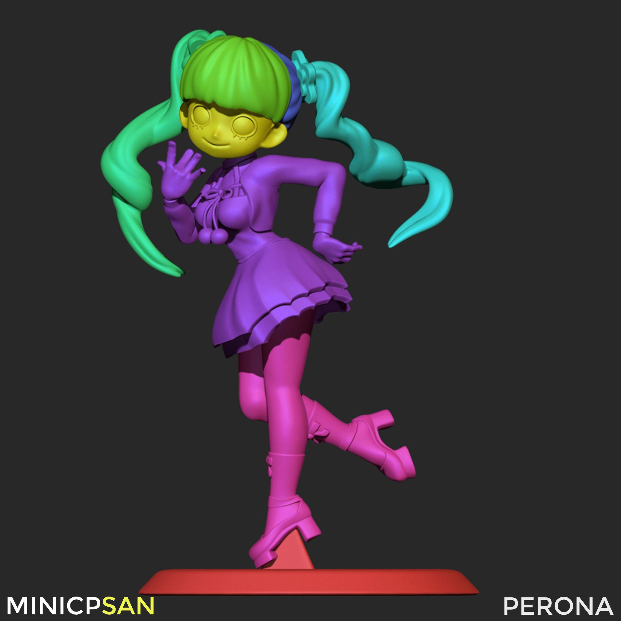 Perona - Adorable Red Christmas Dress - One Piece 3D print model_8