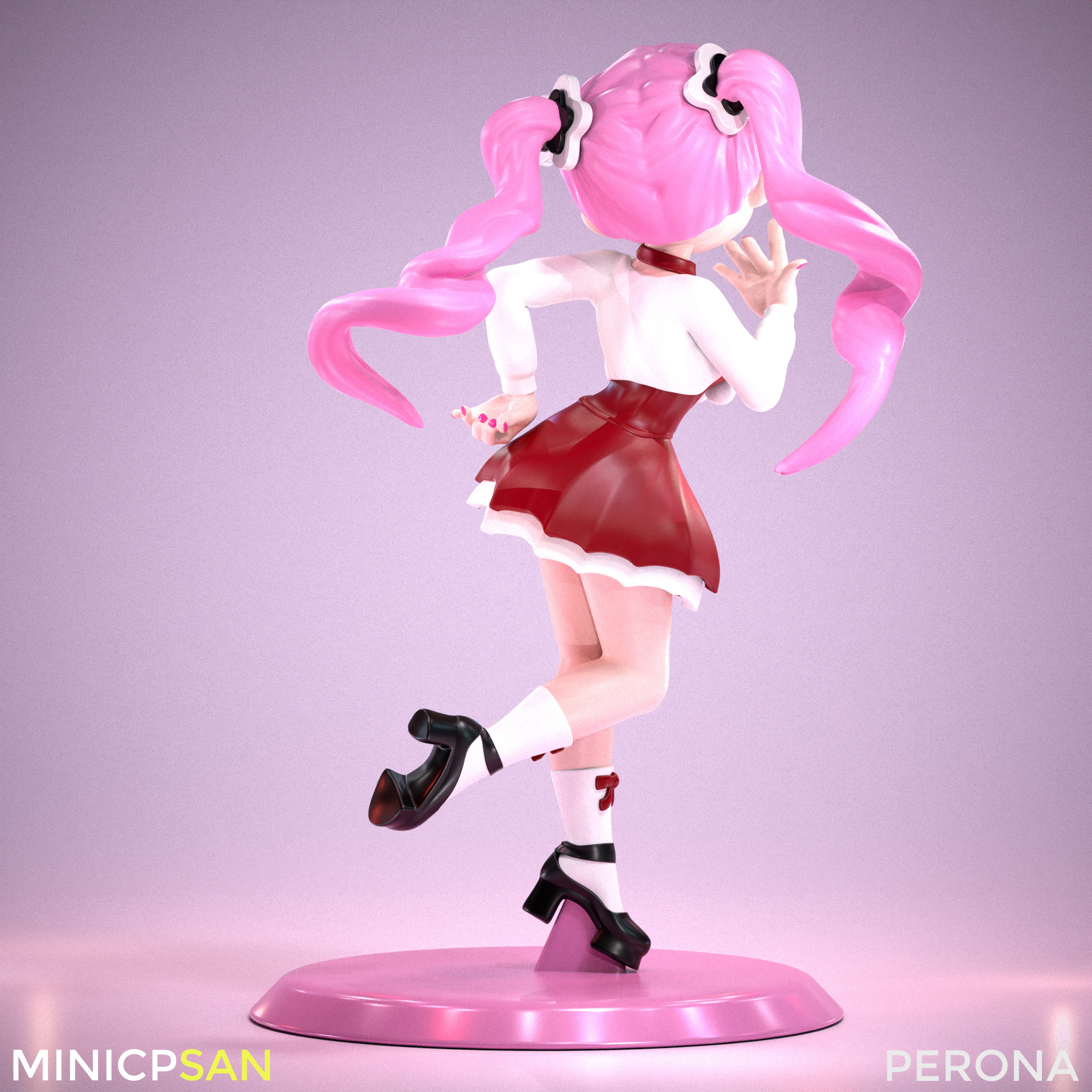 Perona - Adorable Red Christmas Dress - One Piece 3D print model_4