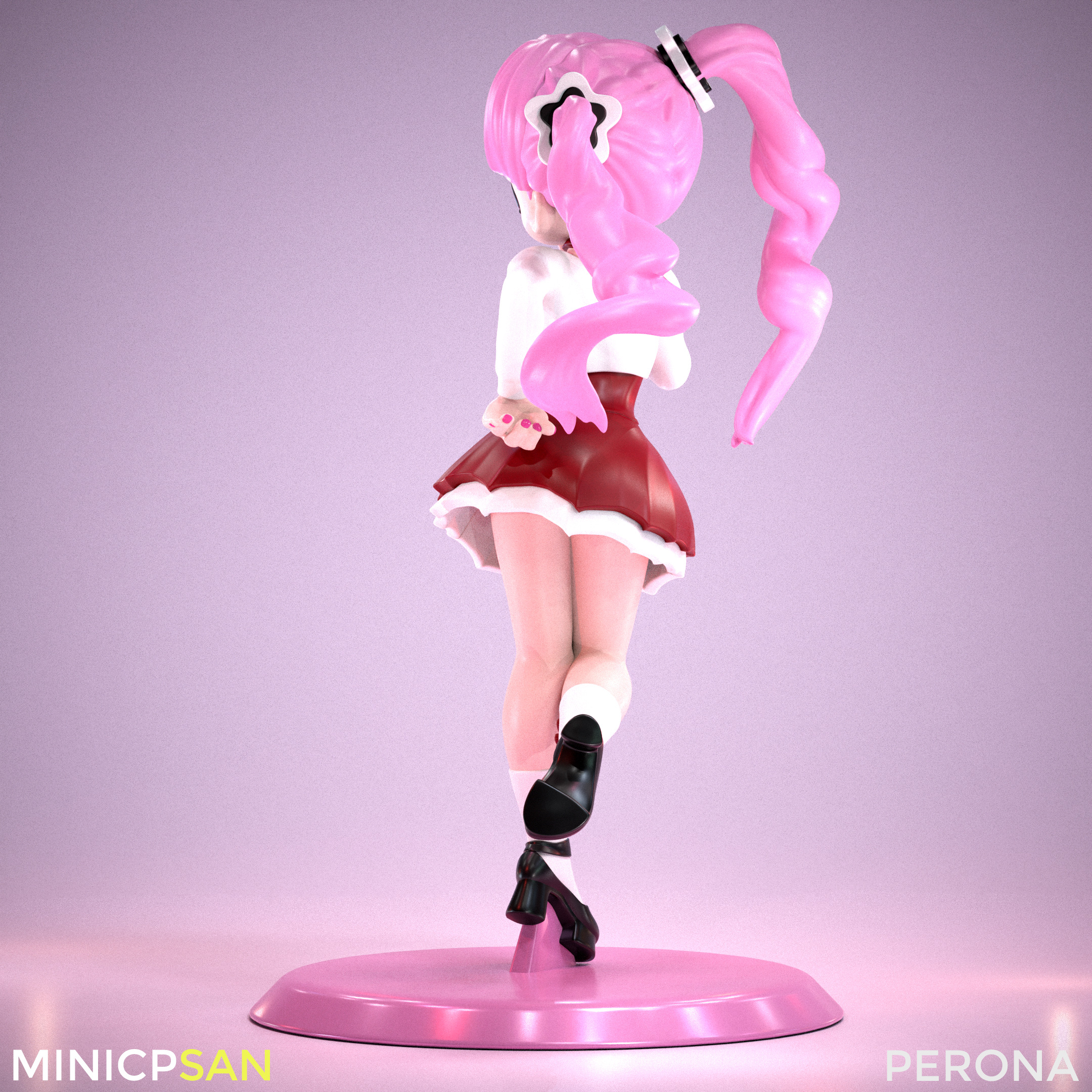 Perona - Adorable Red Christmas Dress - One Piece 3D print model_3