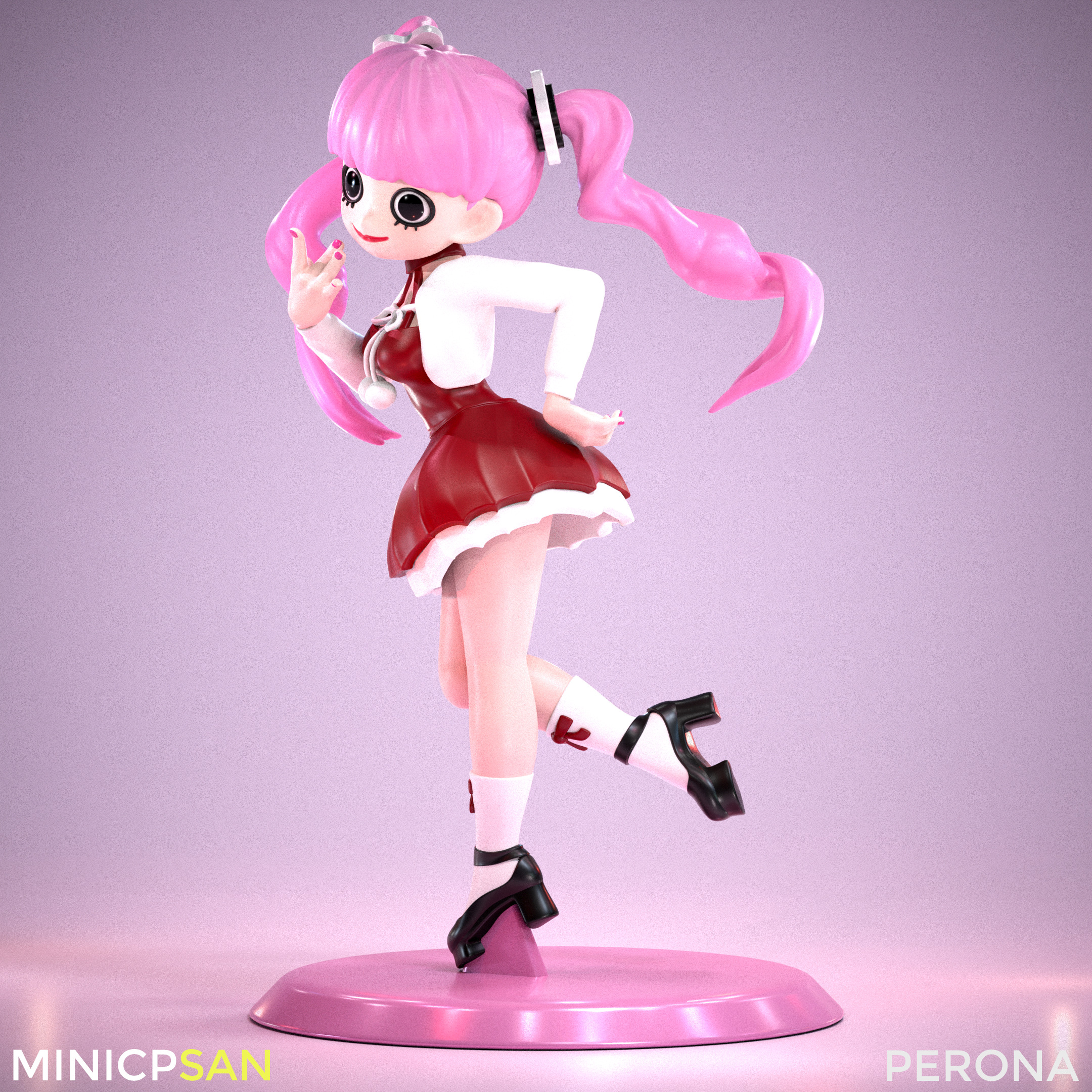 Perona - Adorable Red Christmas Dress - One Piece 3D print model_1