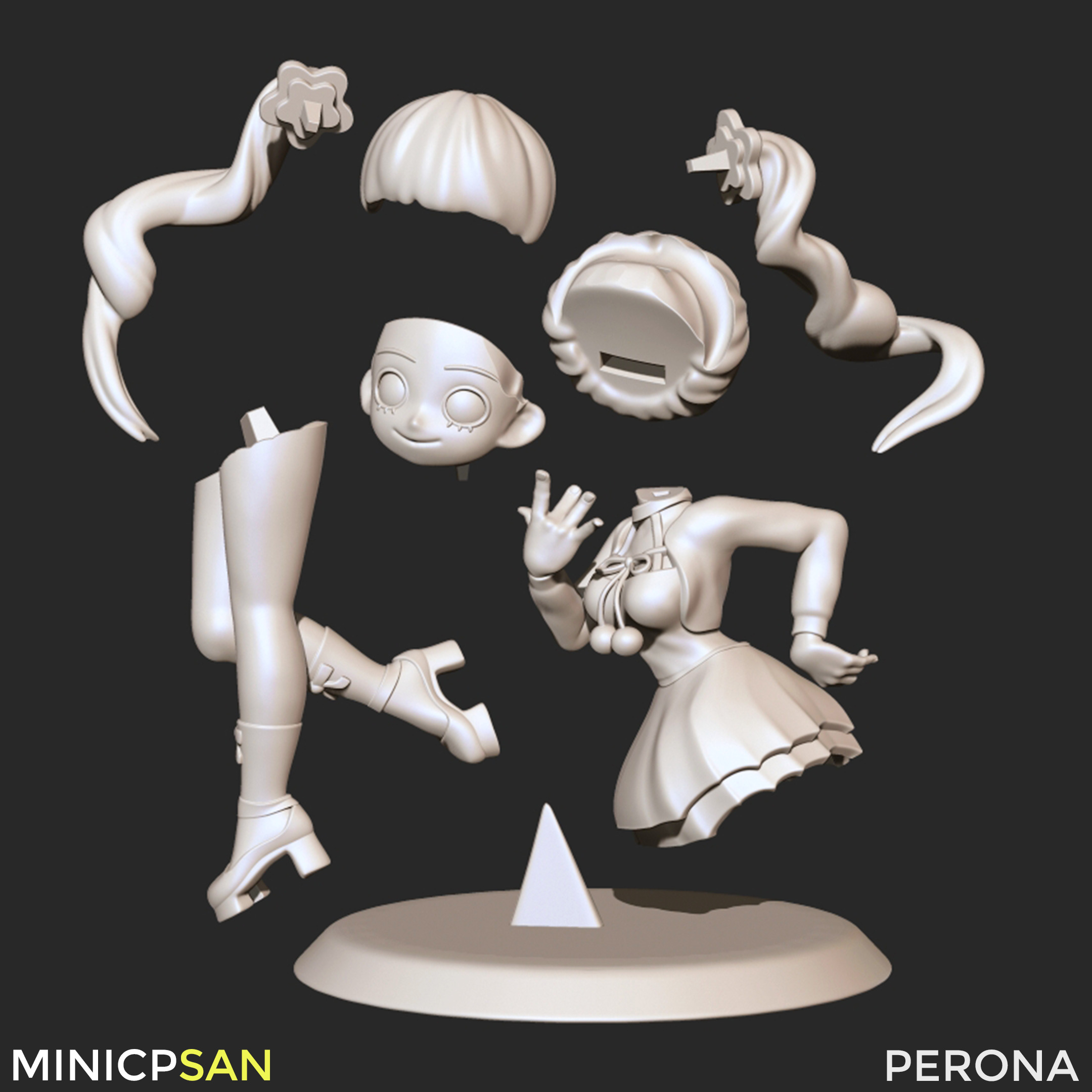 Perona - Adorable Red Christmas Dress - One Piece 3D print model_12