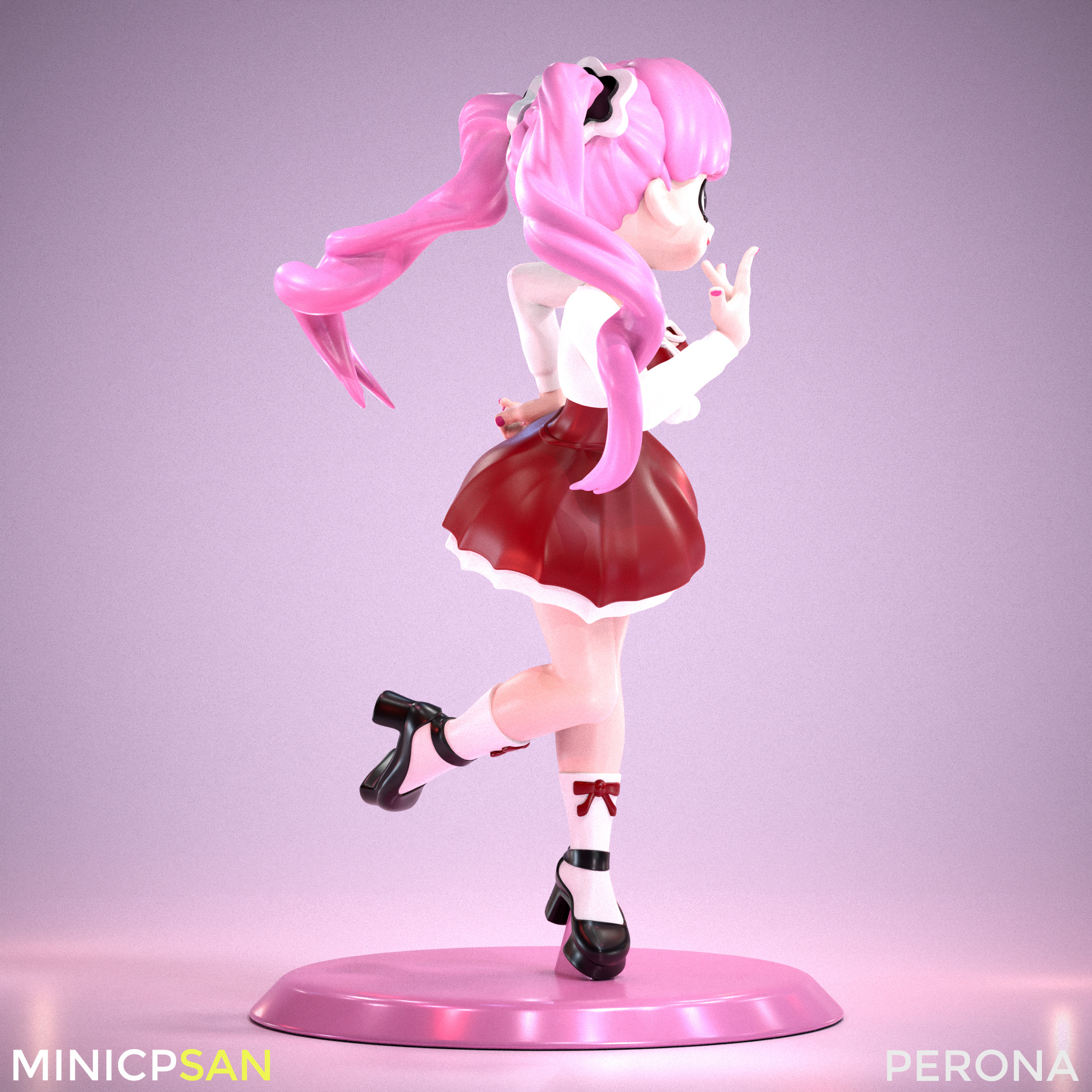 Perona - Adorable Red Christmas Dress - One Piece 3D print model_5