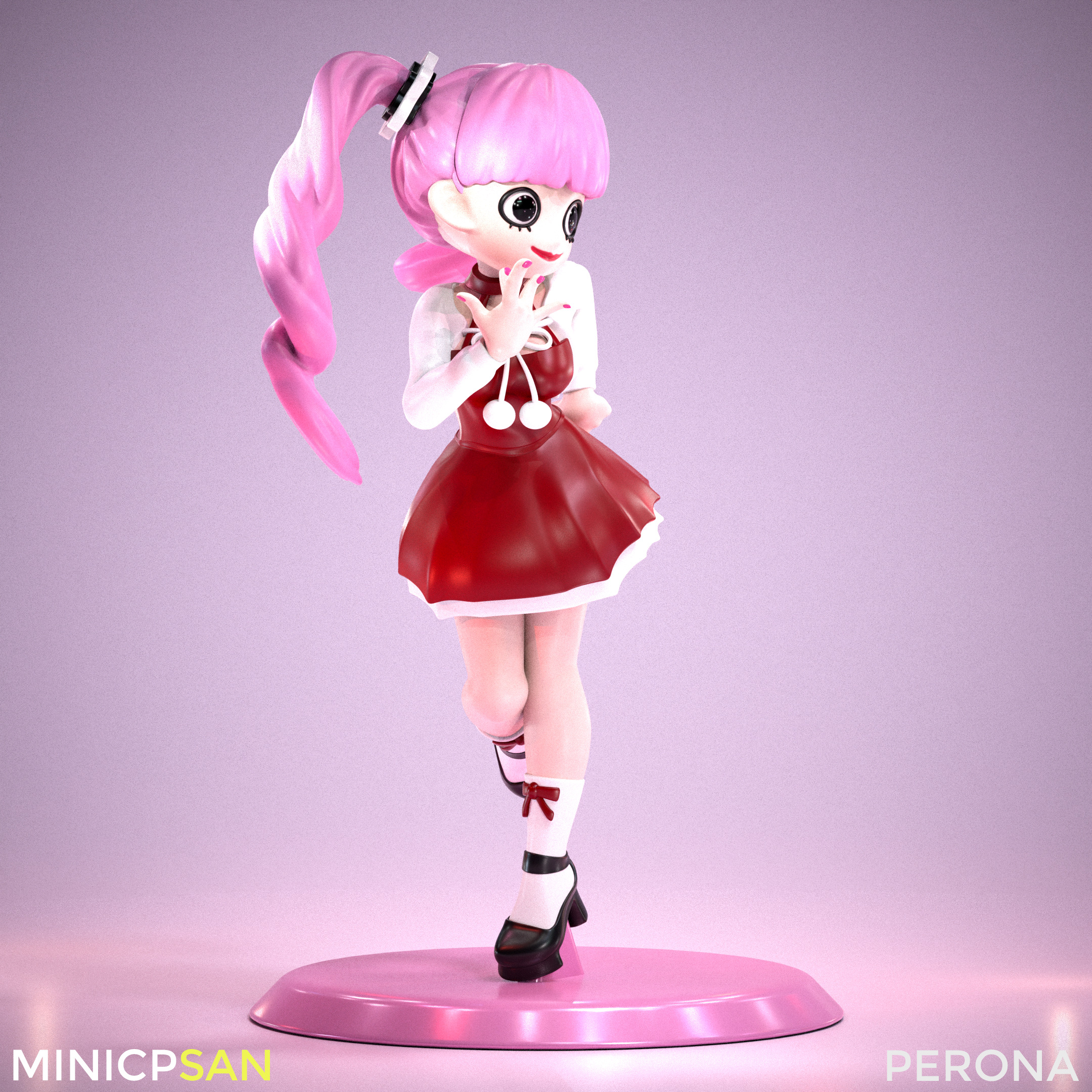 Perona - Adorable Red Christmas Dress - One Piece 3D print model_6