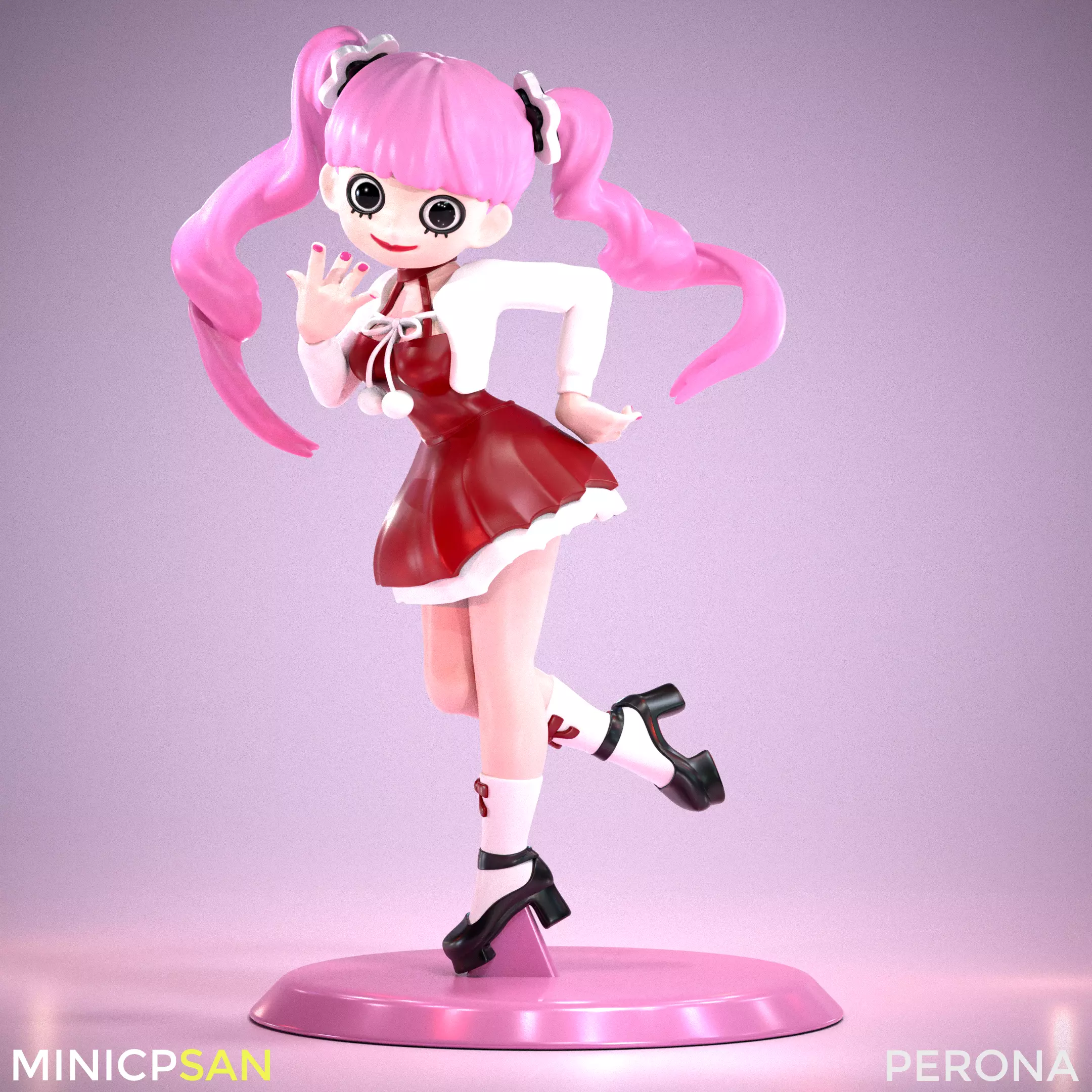 Perona - Adorable Red Christmas Dress - One Piece 3D print model_0