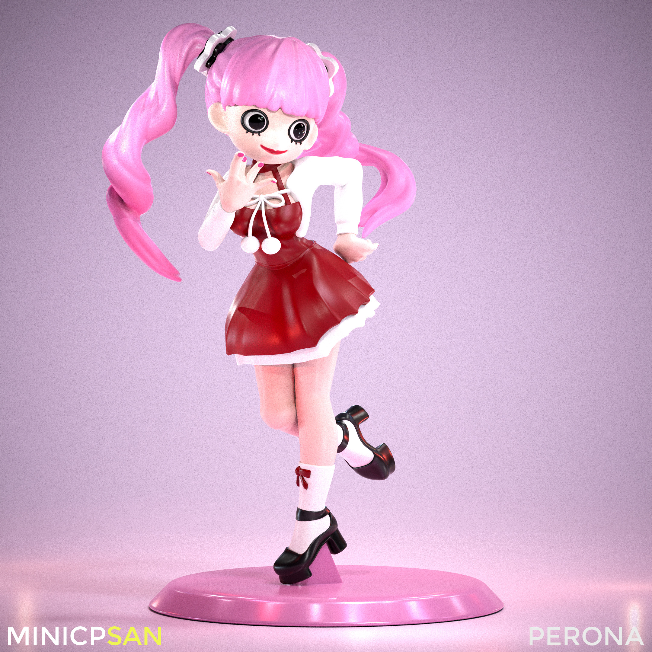 Perona - Adorable Red Christmas Dress - One Piece 3D print model_7