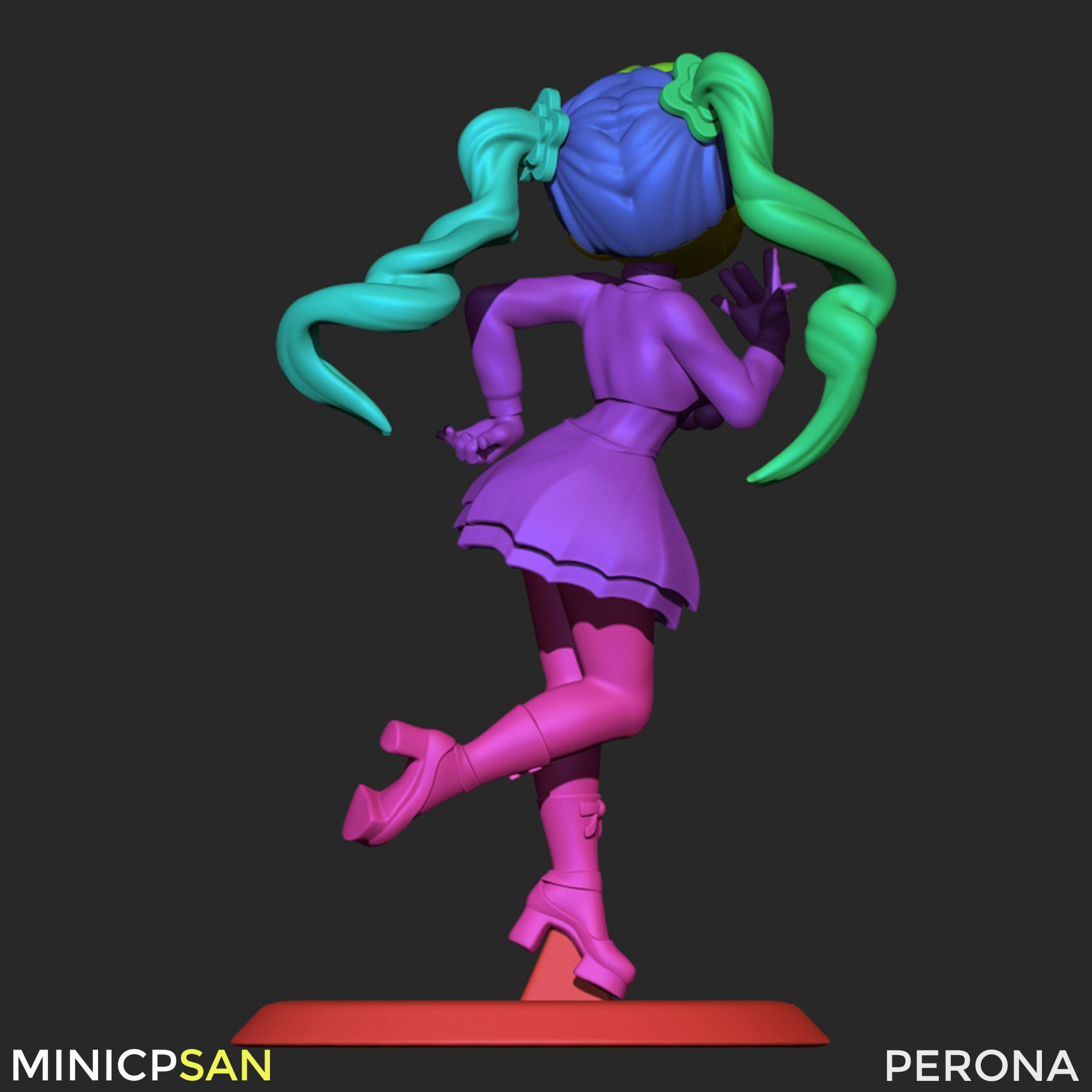 Perona - Adorable Red Christmas Dress - One Piece 3D print model_10