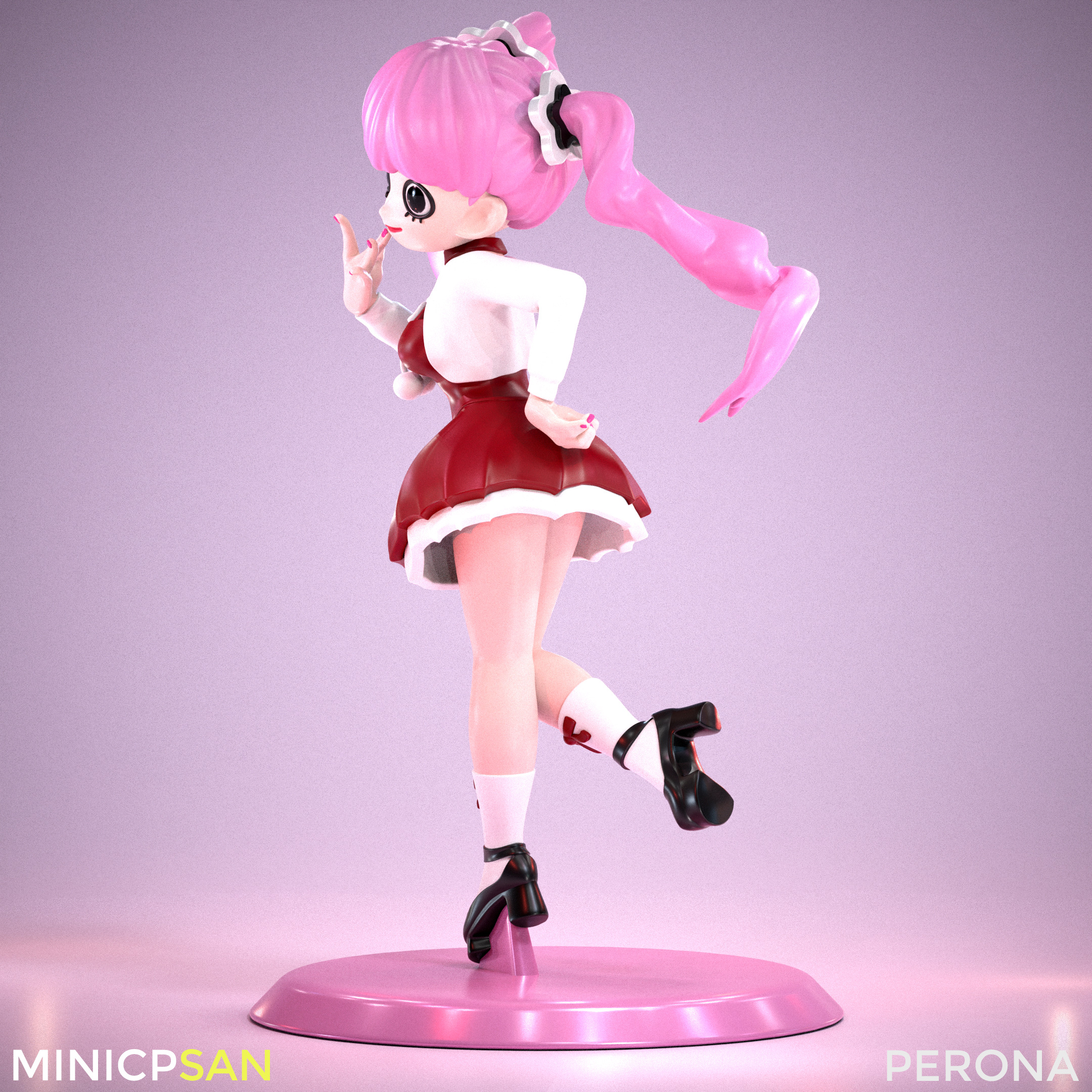 Perona - Adorable Red Christmas Dress - One Piece 3D print model_2