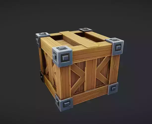wooden crate with metal corners