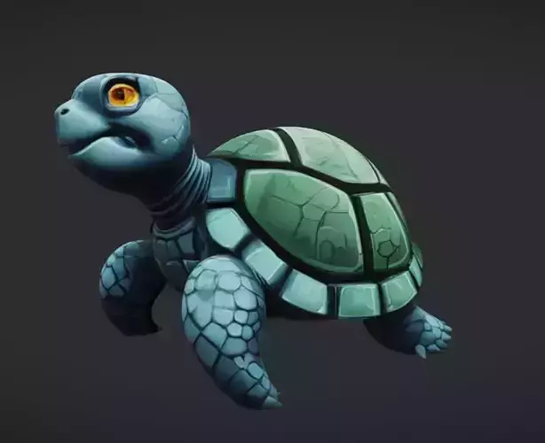 Cartoon turtle with green shell