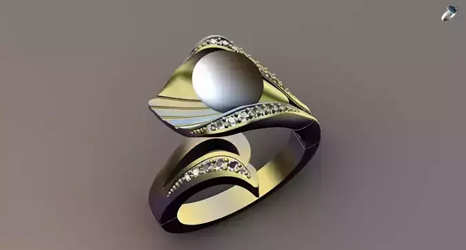 Gold orchid ring with pearls
