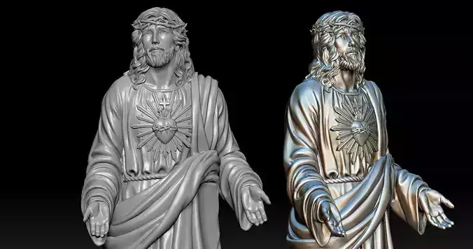 Jesus with a Sacred Heart Statue 2 3D print model