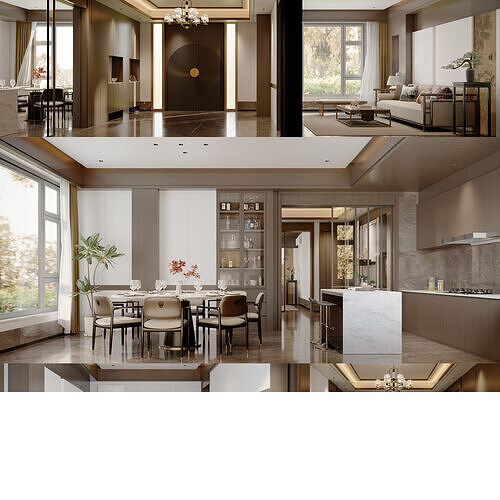 New Chinese home living room  dining room hallway 3D model