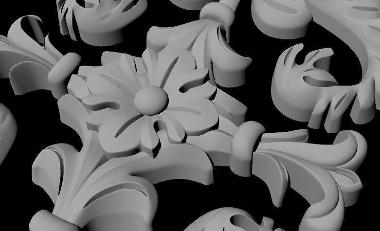 Central decor ornament for furniture 3D model_4