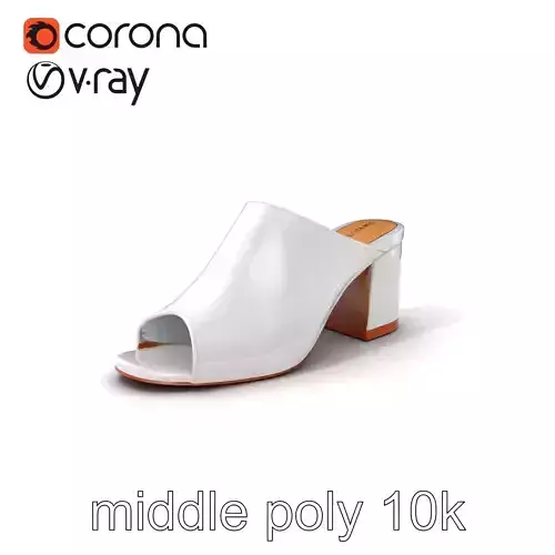 Modern Sculpted White Mule Shoe model pack