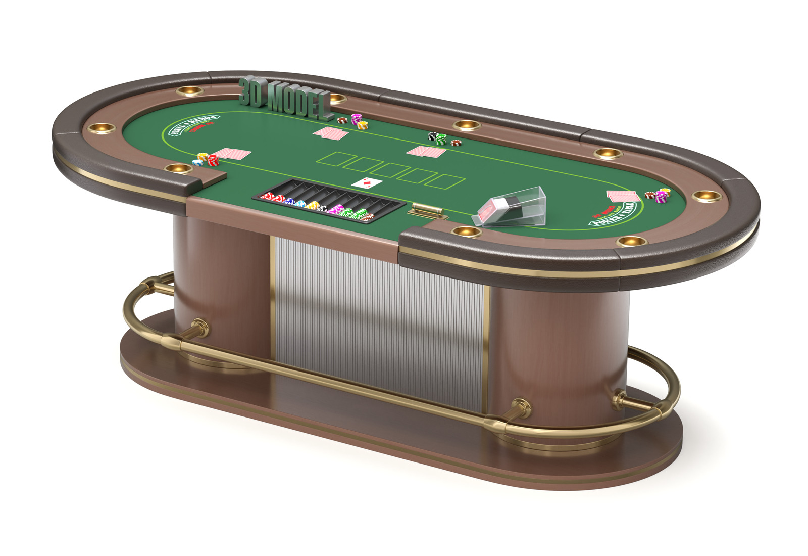 Poker Table Set 3D model_1