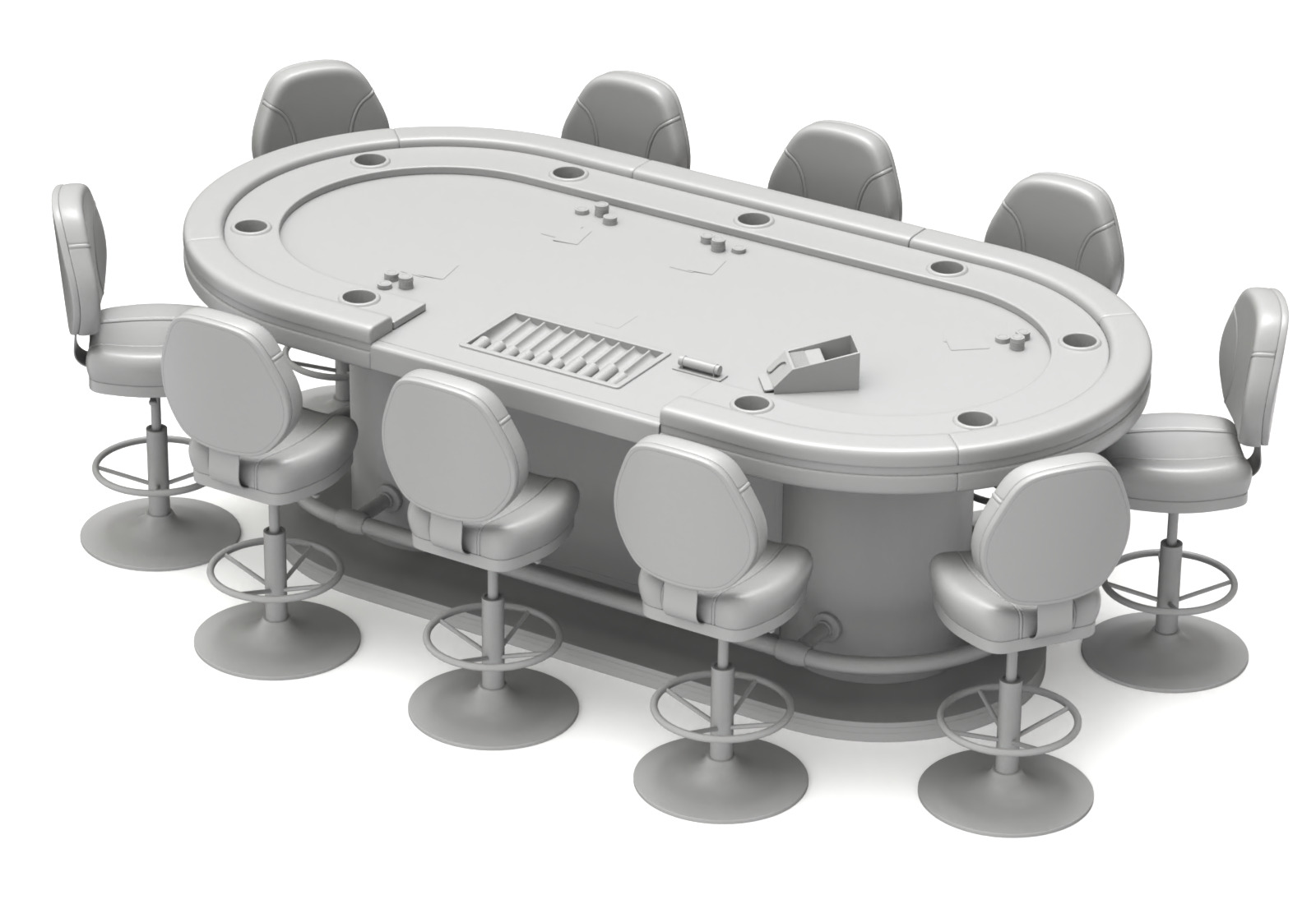 Poker Table Set 3D model_14
