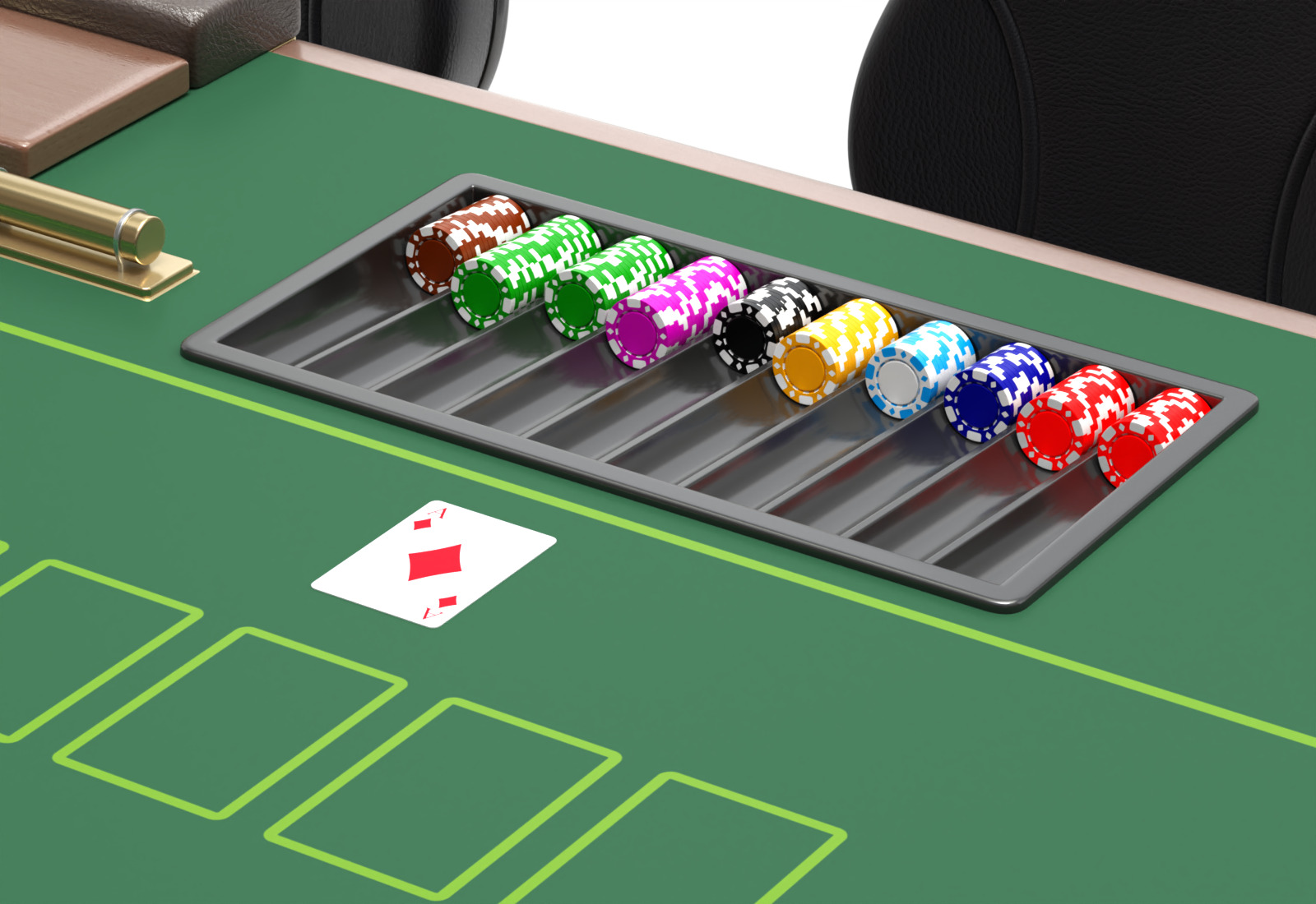 Poker Table Set 3D model_6