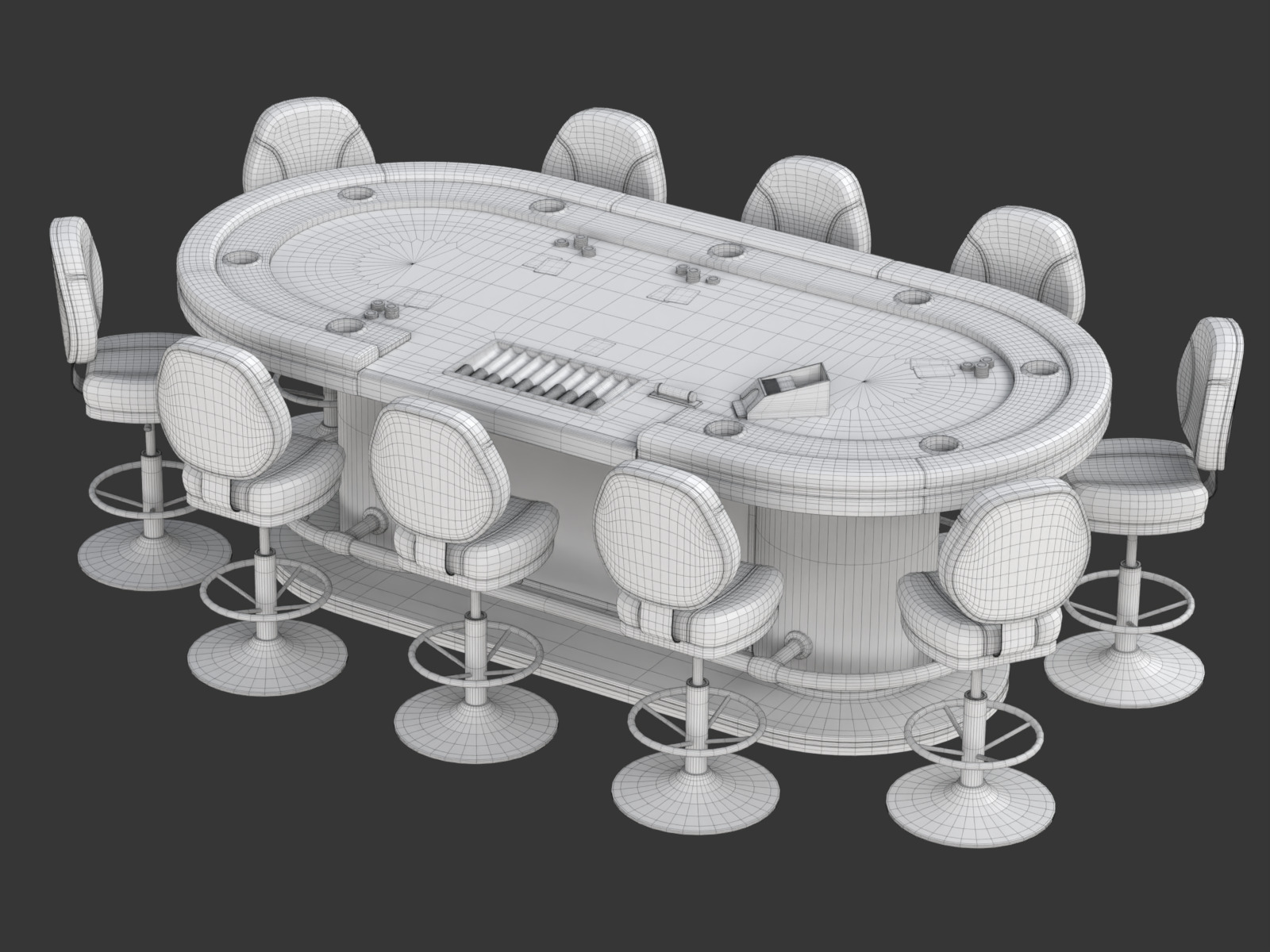 Poker Table Set 3D model_26