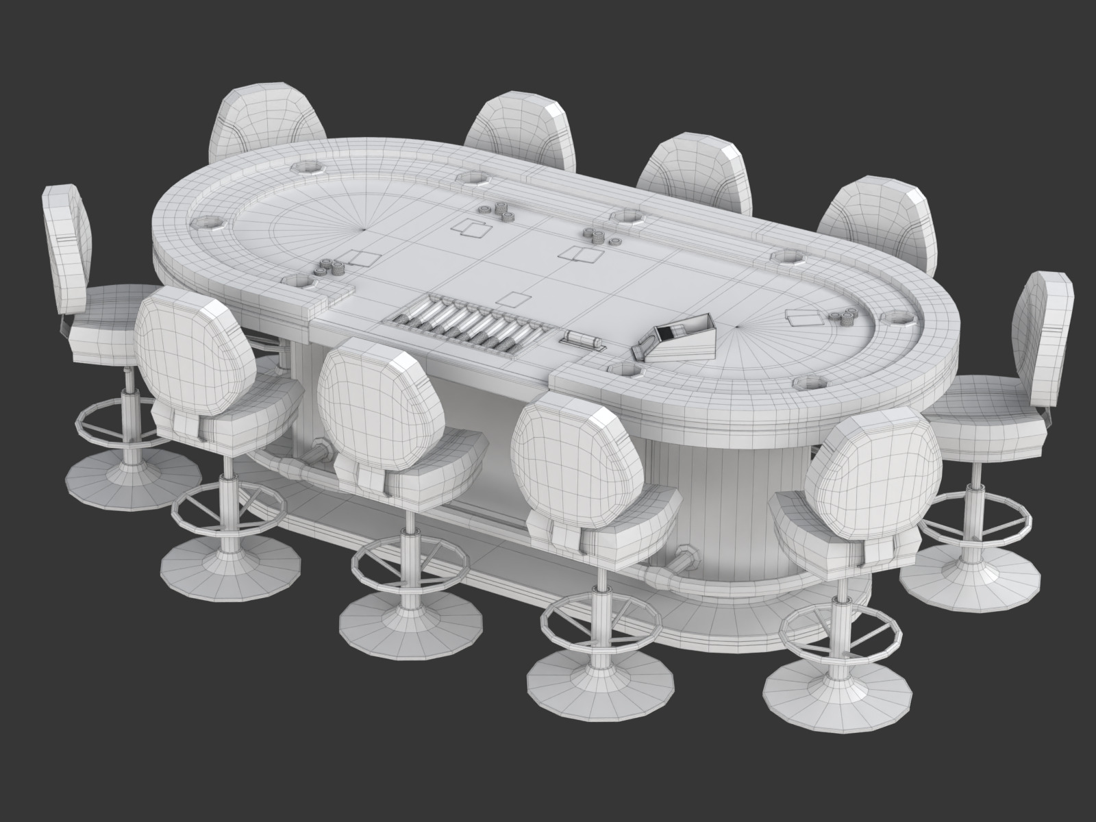 Poker Table Set 3D model_21