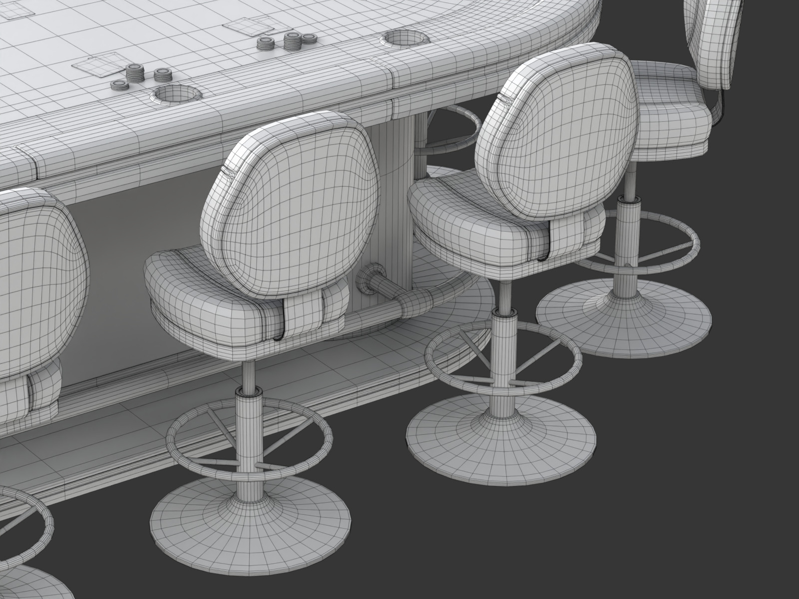 Poker Table Set 3D model_29