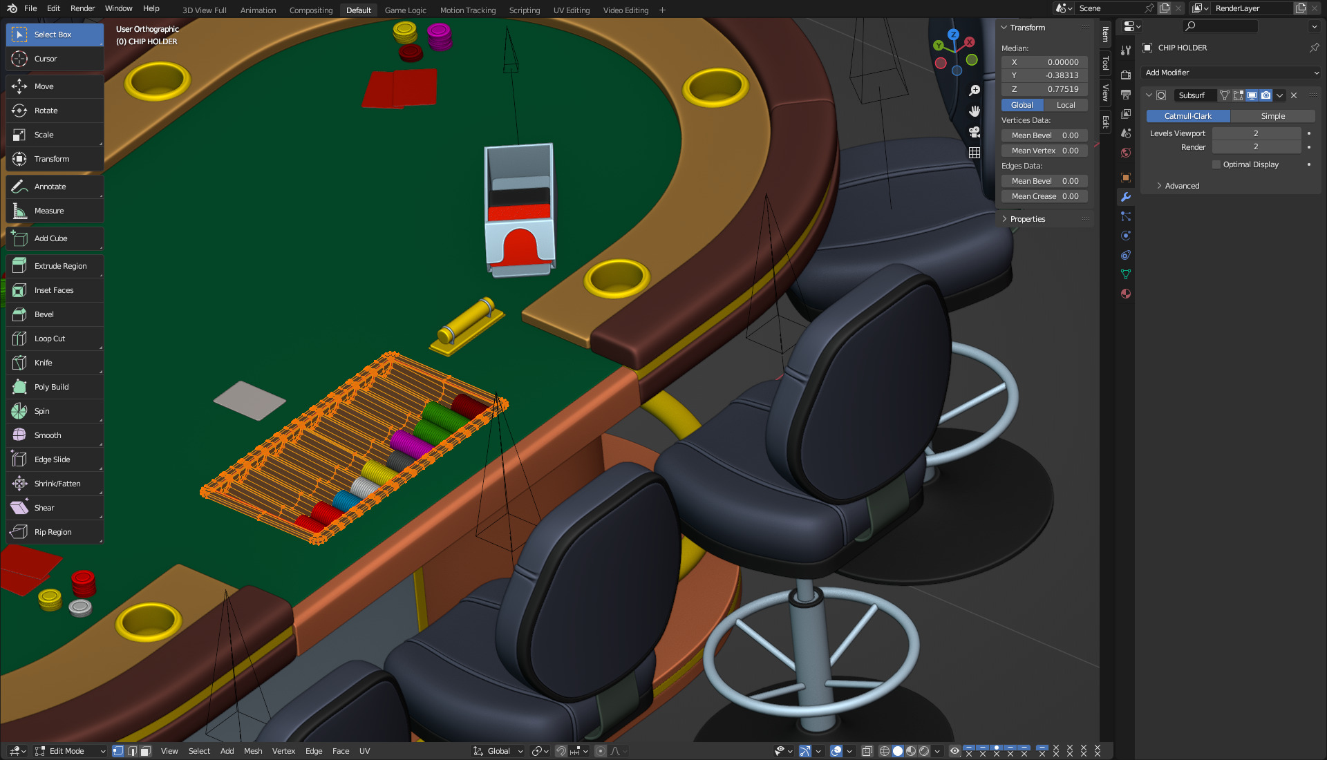 Poker Table Set 3D model_19