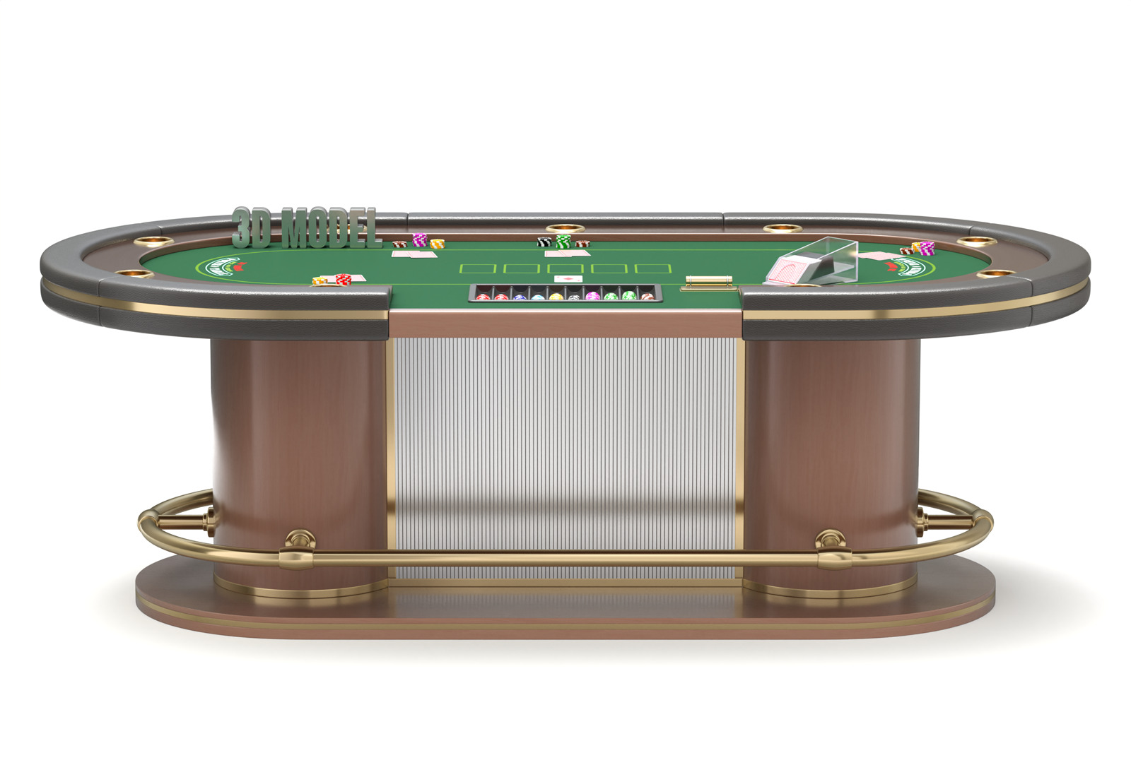 Poker Table Set 3D model_8