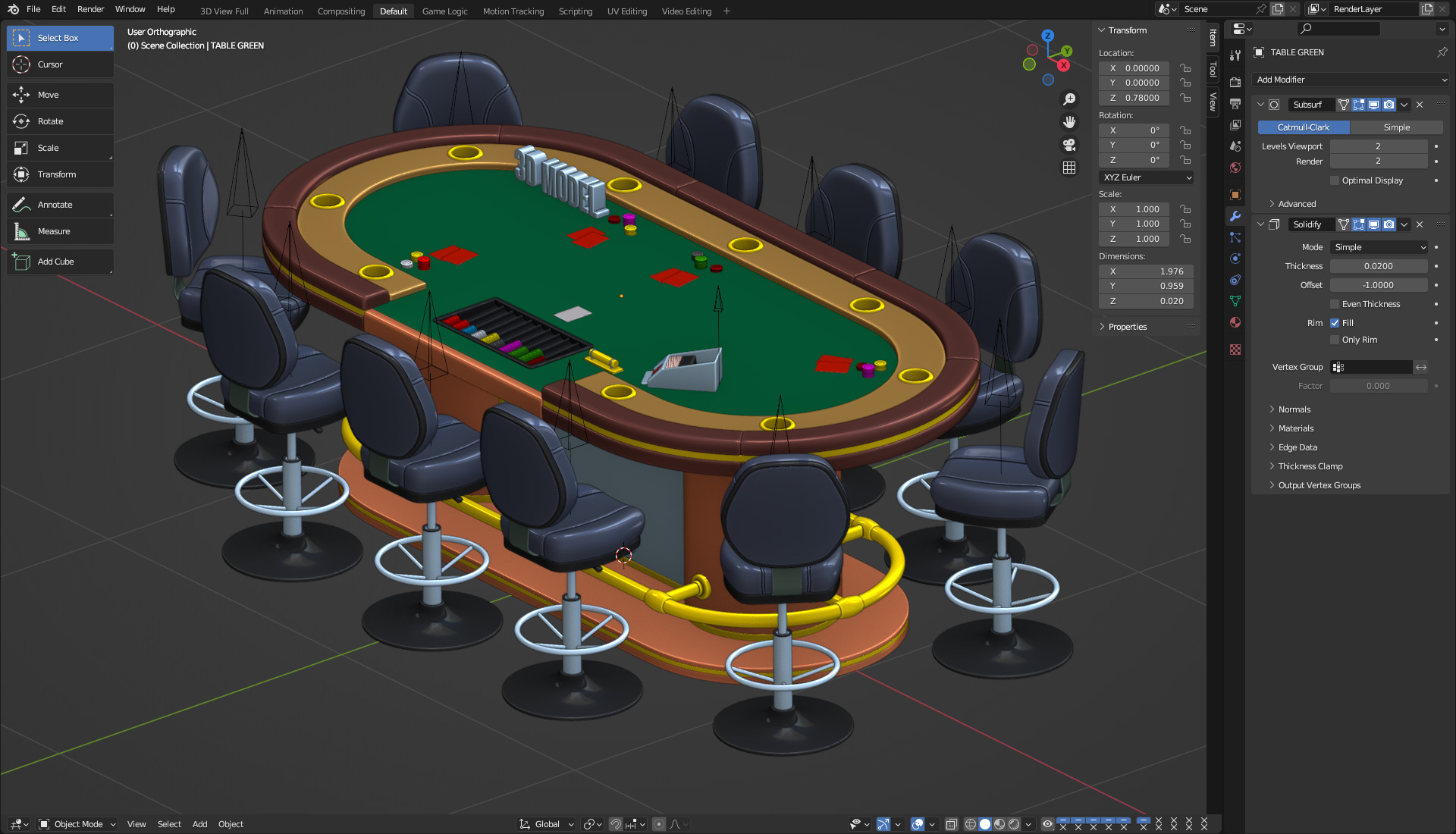 Poker Table Set 3D model_20